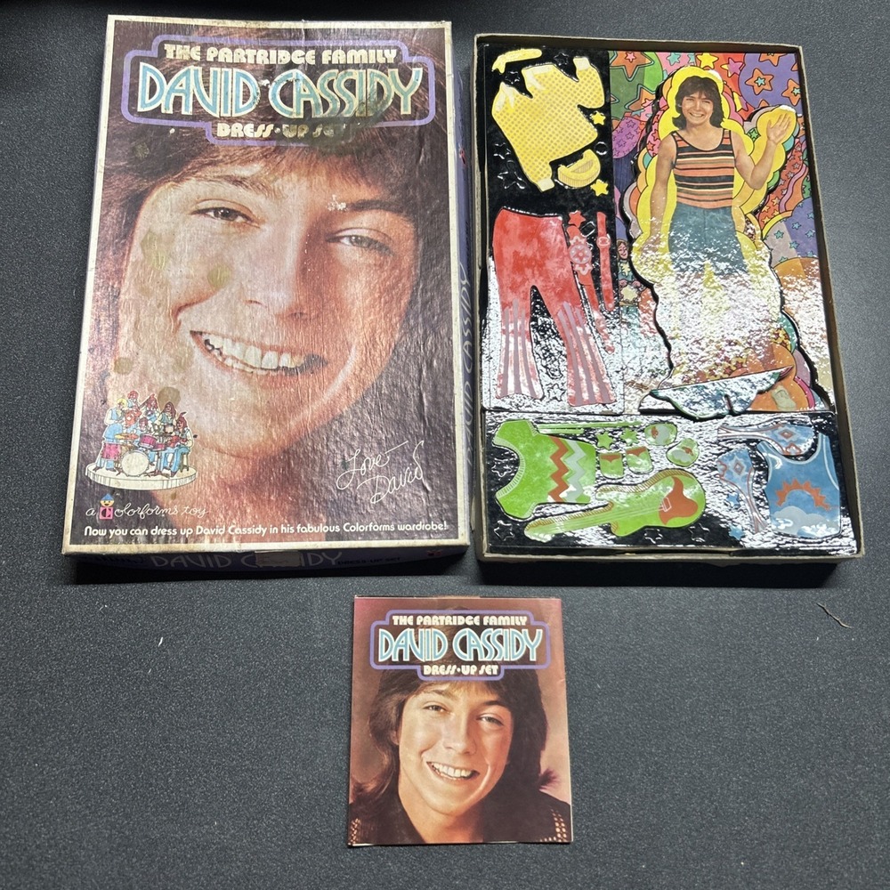 The Partridge Family David Cassidy VTG Colorforms Dress Up Set Open‎ Damaged Box